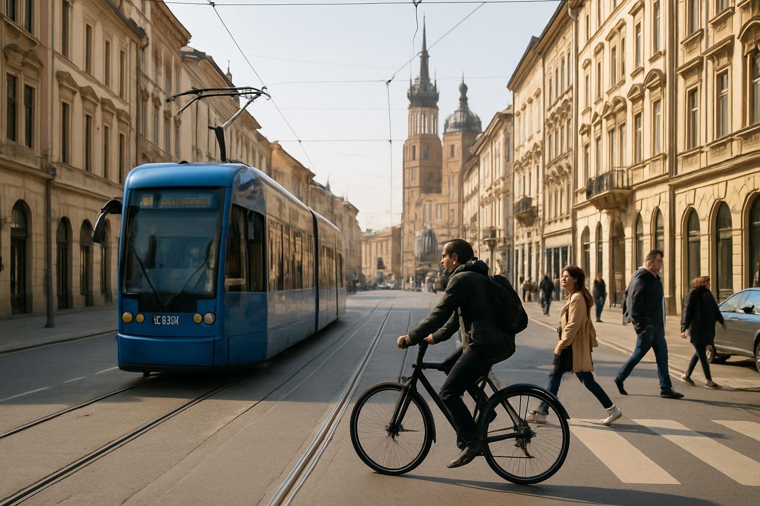 Mobilność miejska na ulicy w Krakowie