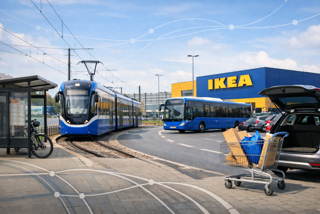 Jak dojechać MPK do IKEA Kraków przy ul. Josepha Conrada 66 i wrócić z zakupami?